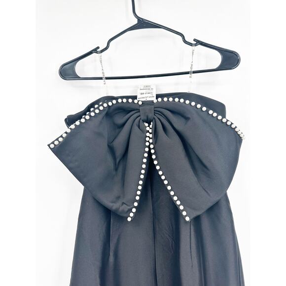 Sachin & Babi Keira Black Strapless Faux Pearl Bow Evening Gown Size 4 NWT - Picture 7 of 8